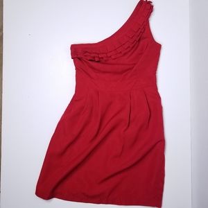 The Limited Red One Shoulder Ruffle Dress 2